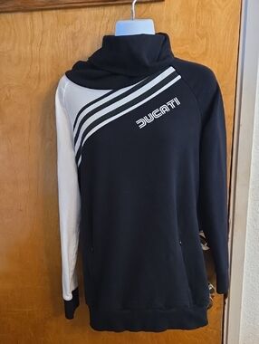 Ducati 77 Retro Women Sweatshirt Pullover Longshirt Black White Lady Size Medium